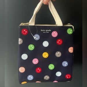 Kate Spade Navy Tote with Colorful Smiley Faces